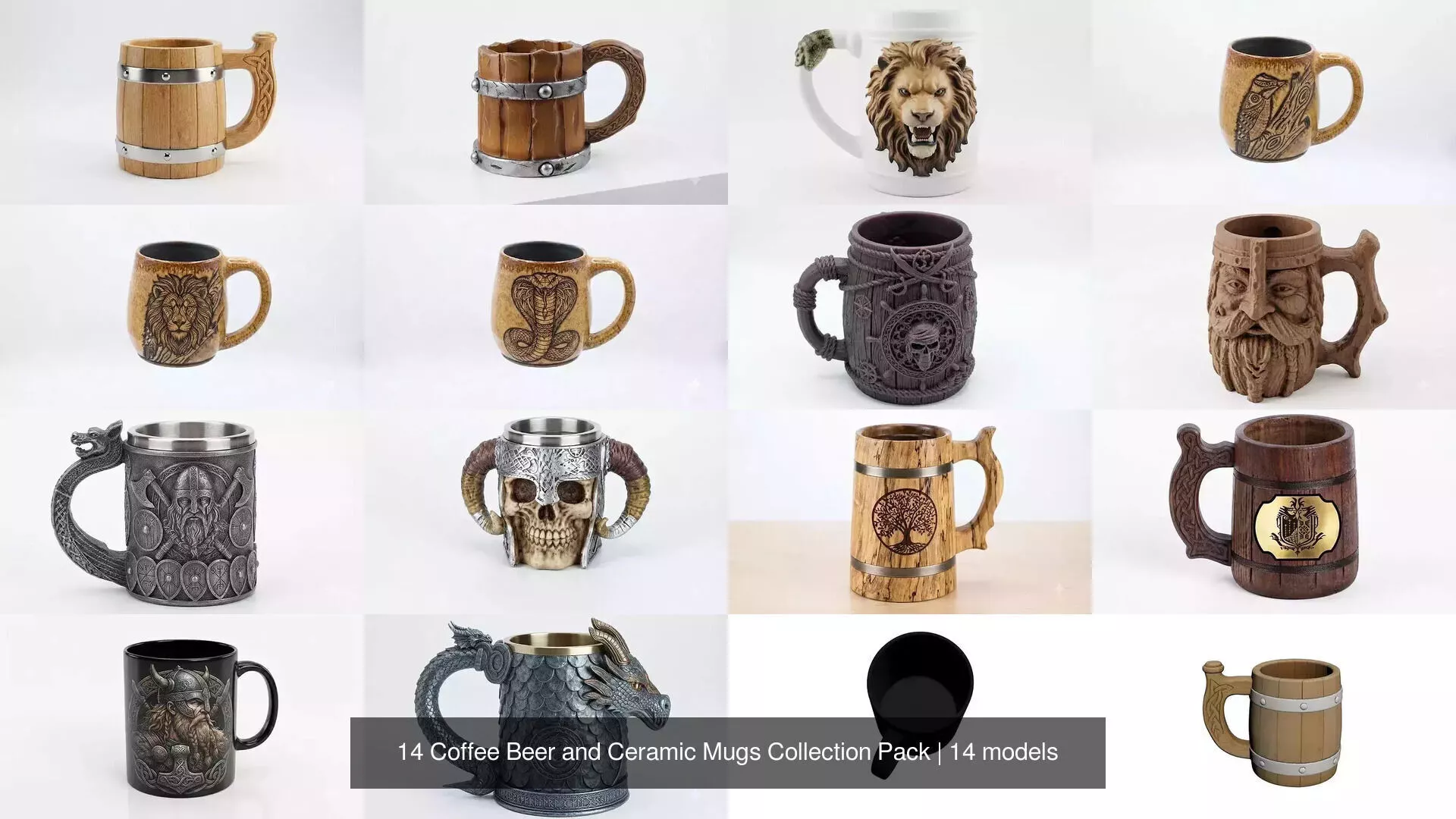 14 Coffee Beer and Ceramic Mugs Collection Pack