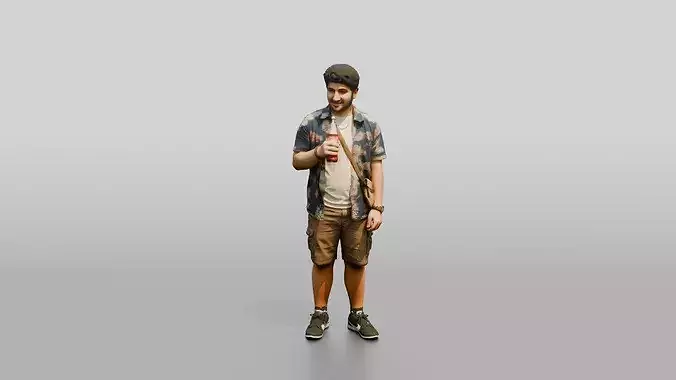 Stocky Young Lebanese Man by a Food Truck 3D model 6