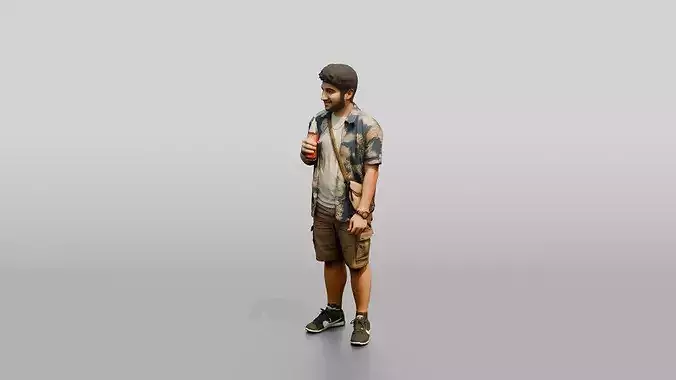 Stocky Young Lebanese Man by a Food Truck 3D model 5