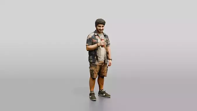Stocky Young Lebanese Man by a Food Truck 3D model 2