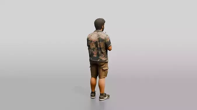 Stocky Young Lebanese Man by a Food Truck 3D model 4