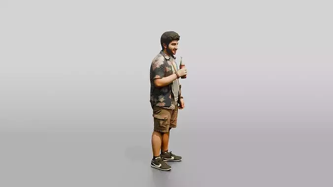 Stocky Young Lebanese Man by a Food Truck 3D model 3