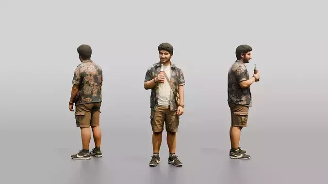 Stocky Young Lebanese Man by a Food Truck 3D model