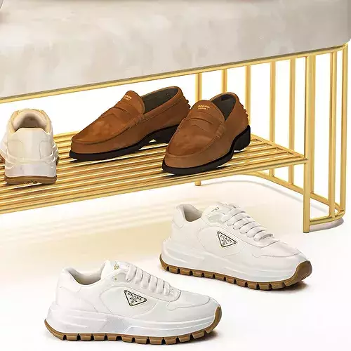 Bench shoes rack sneakers hat bag wardrobe set top 3D model 7