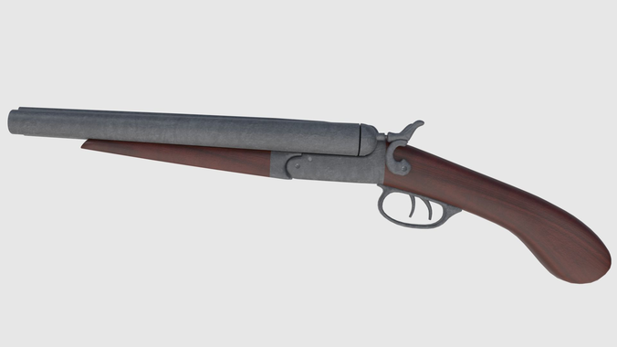 Colt 1877 Sawed Off Shotgun - Game Ready Low-poly 3D model