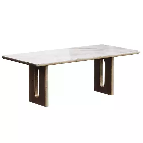 Modern Dining Table with Chairs Set 3D model 3