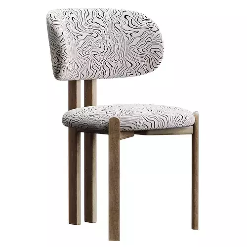 Modern Dining Table with Chairs Set 3D model 2