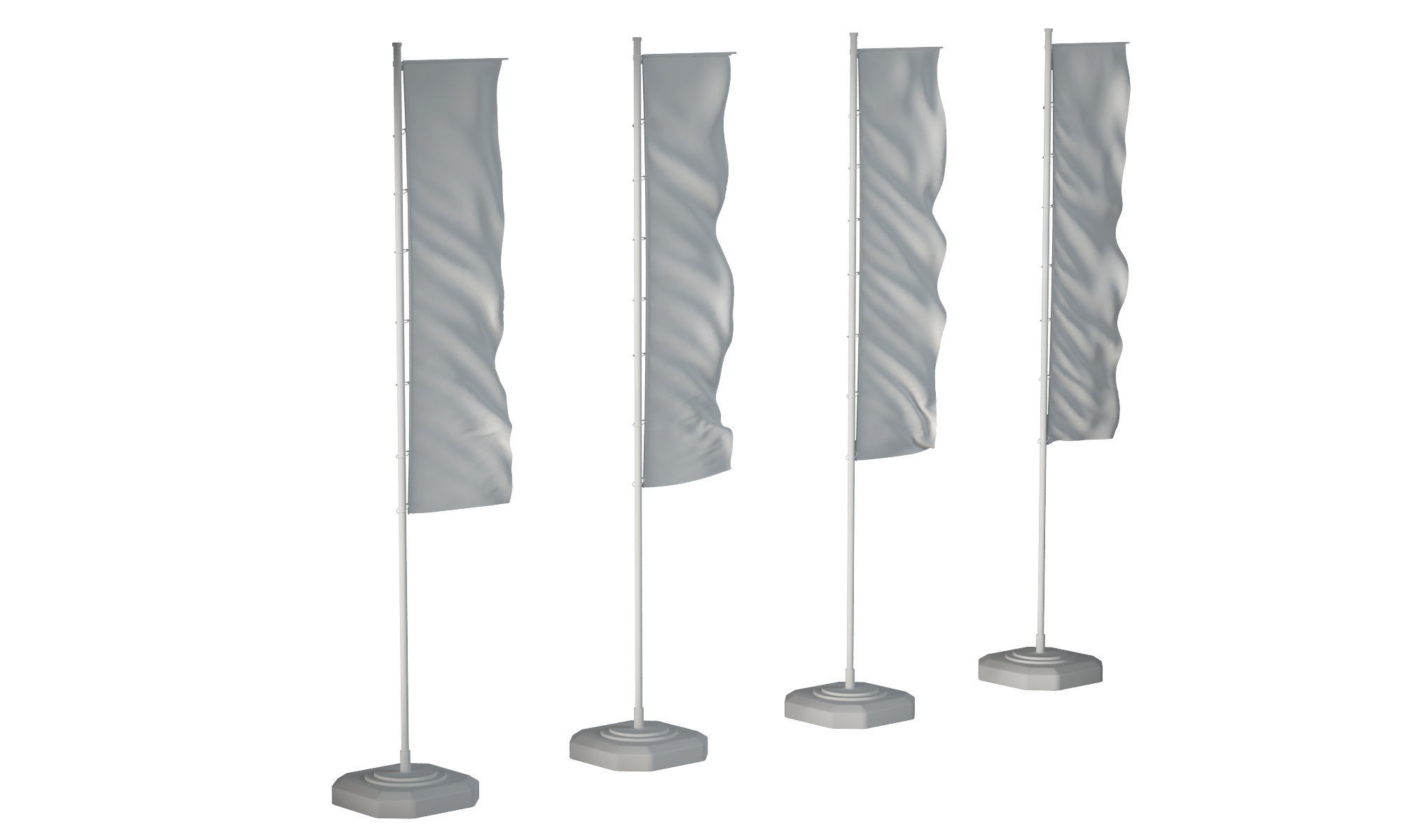 Banner flags 3D model_3