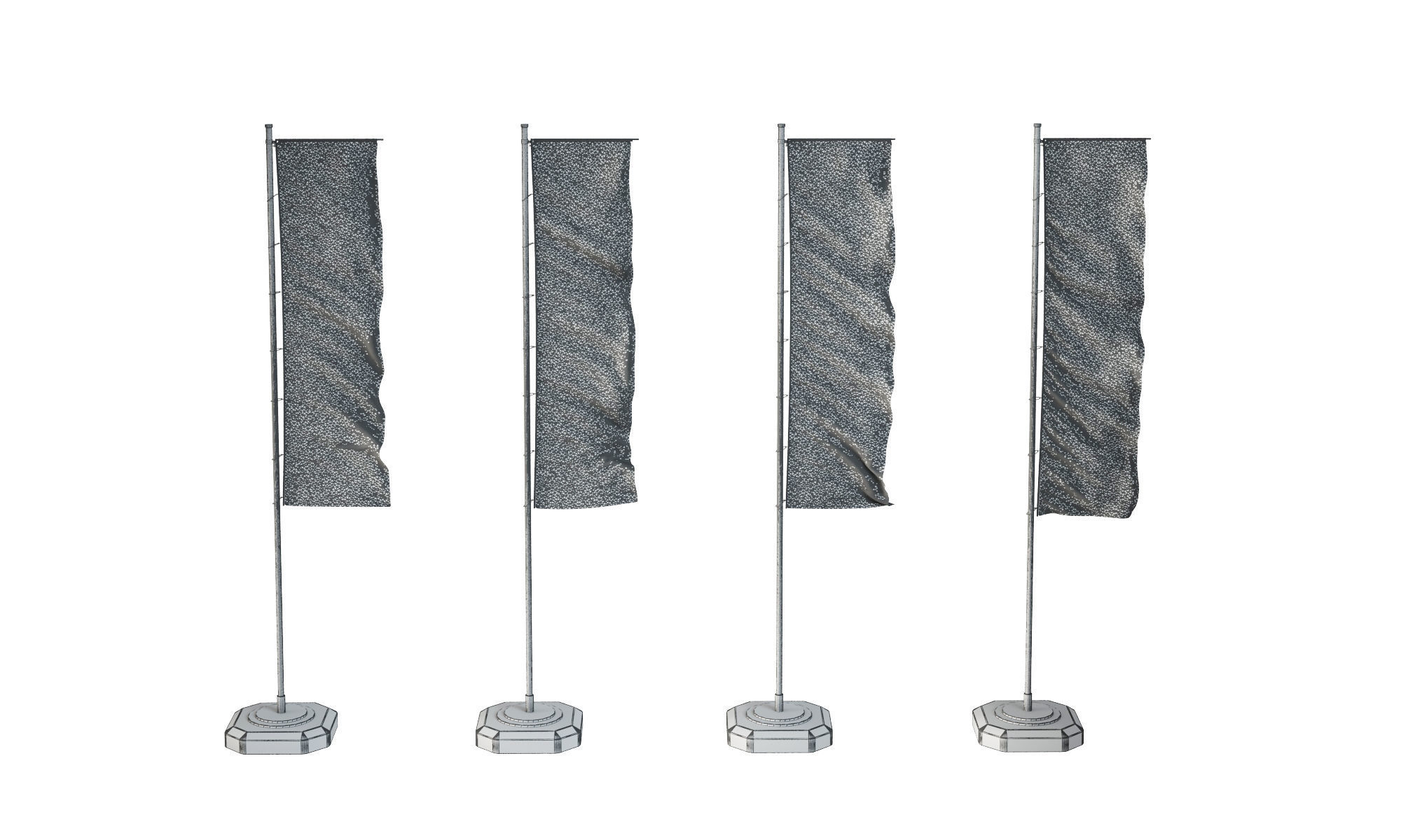 Banner flags 3D model_1