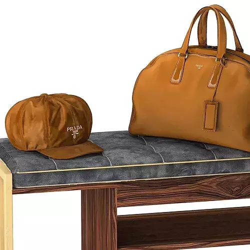 Bench shoes rack sneakers hat bag wardrobe set top 3D model 3