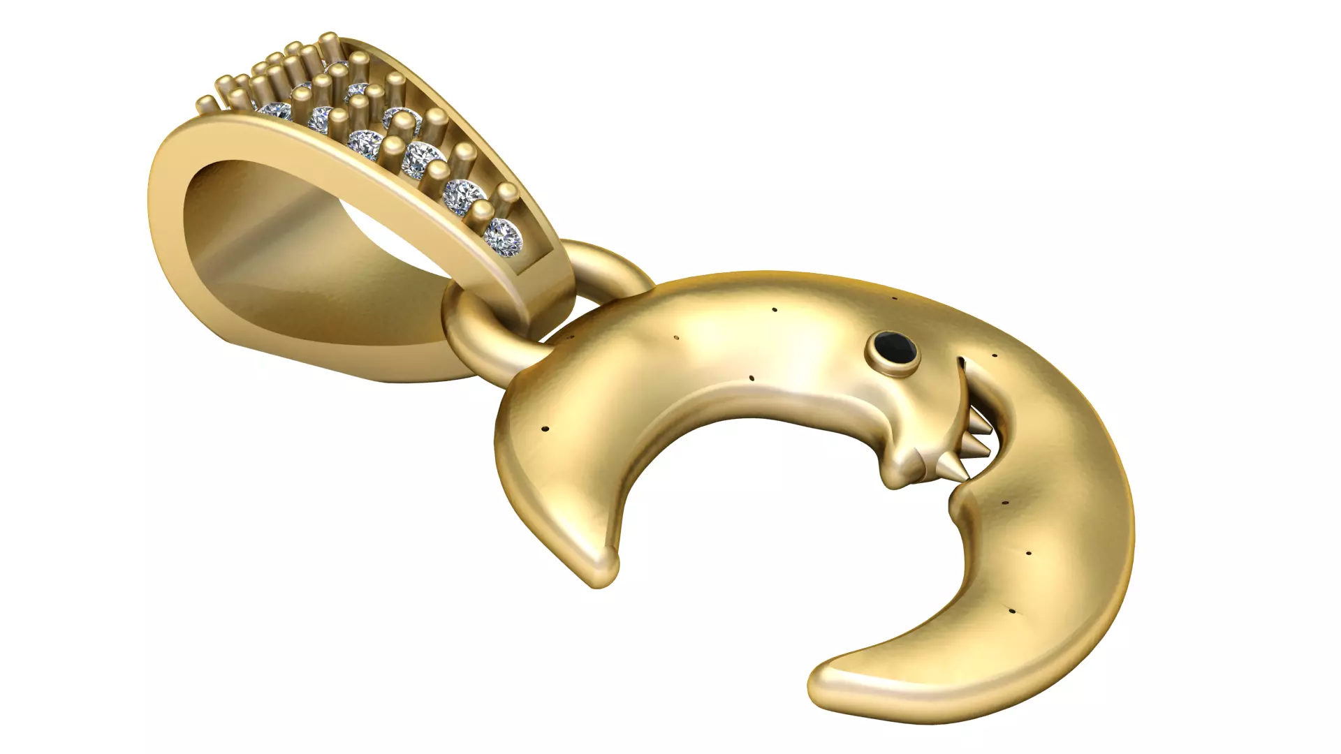Royal Crescent Moon Gold Pendant 3D print model