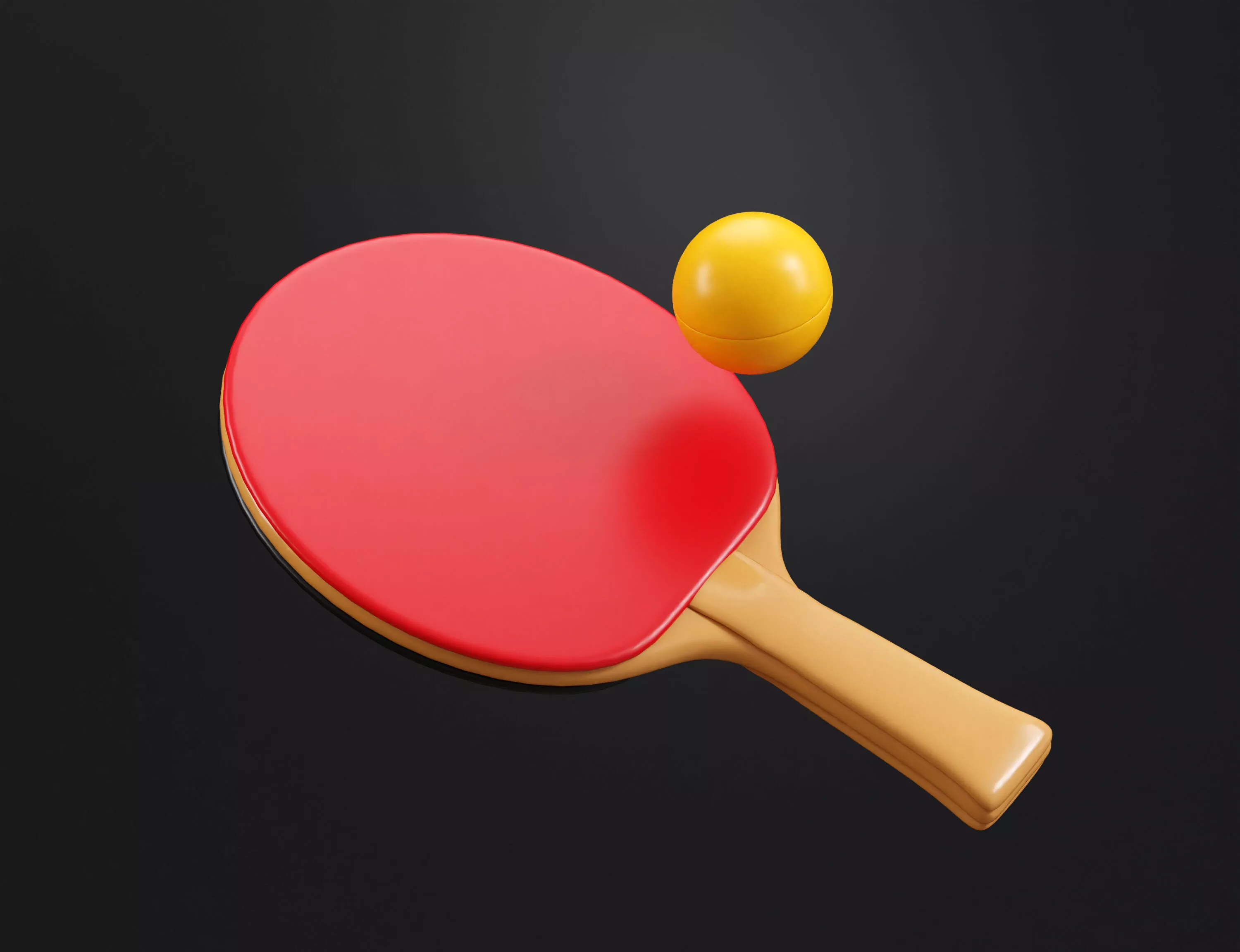 Table Tennis Racket and Ball Low-poly 3D model