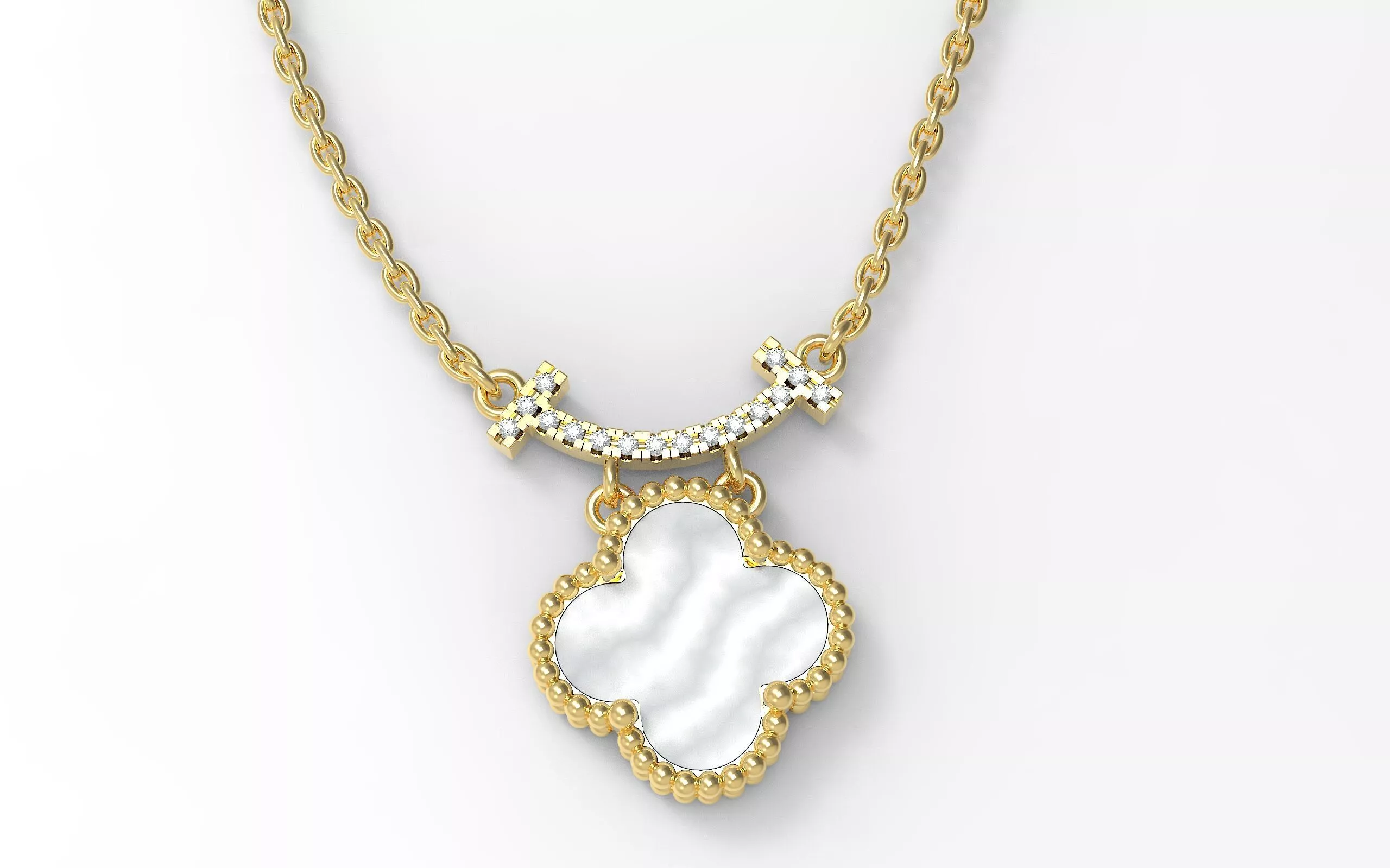 Flower 12mm Pearl Pendant with Paved Smile 3D print model