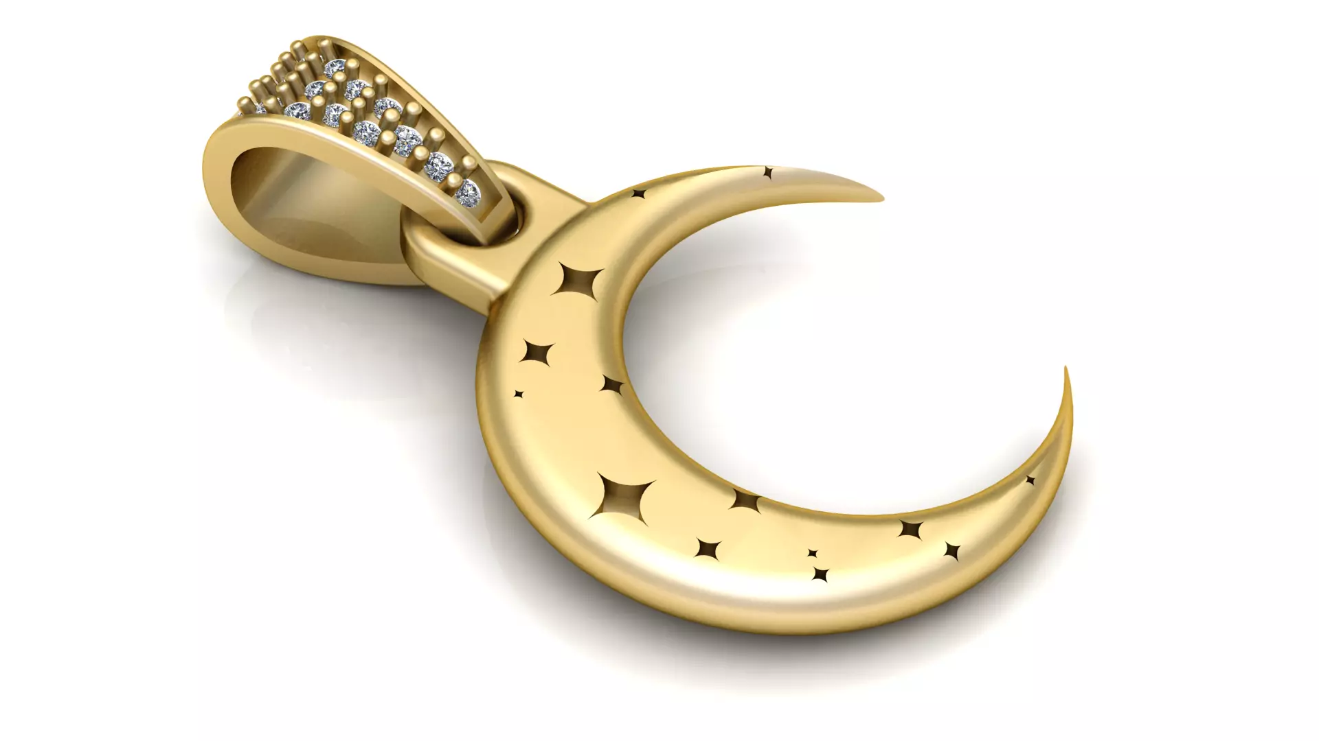 Royal Celestial Crescent Gold Pendant 3D print model