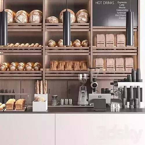 Bakery and Coffee Shop Low-poly 3D model