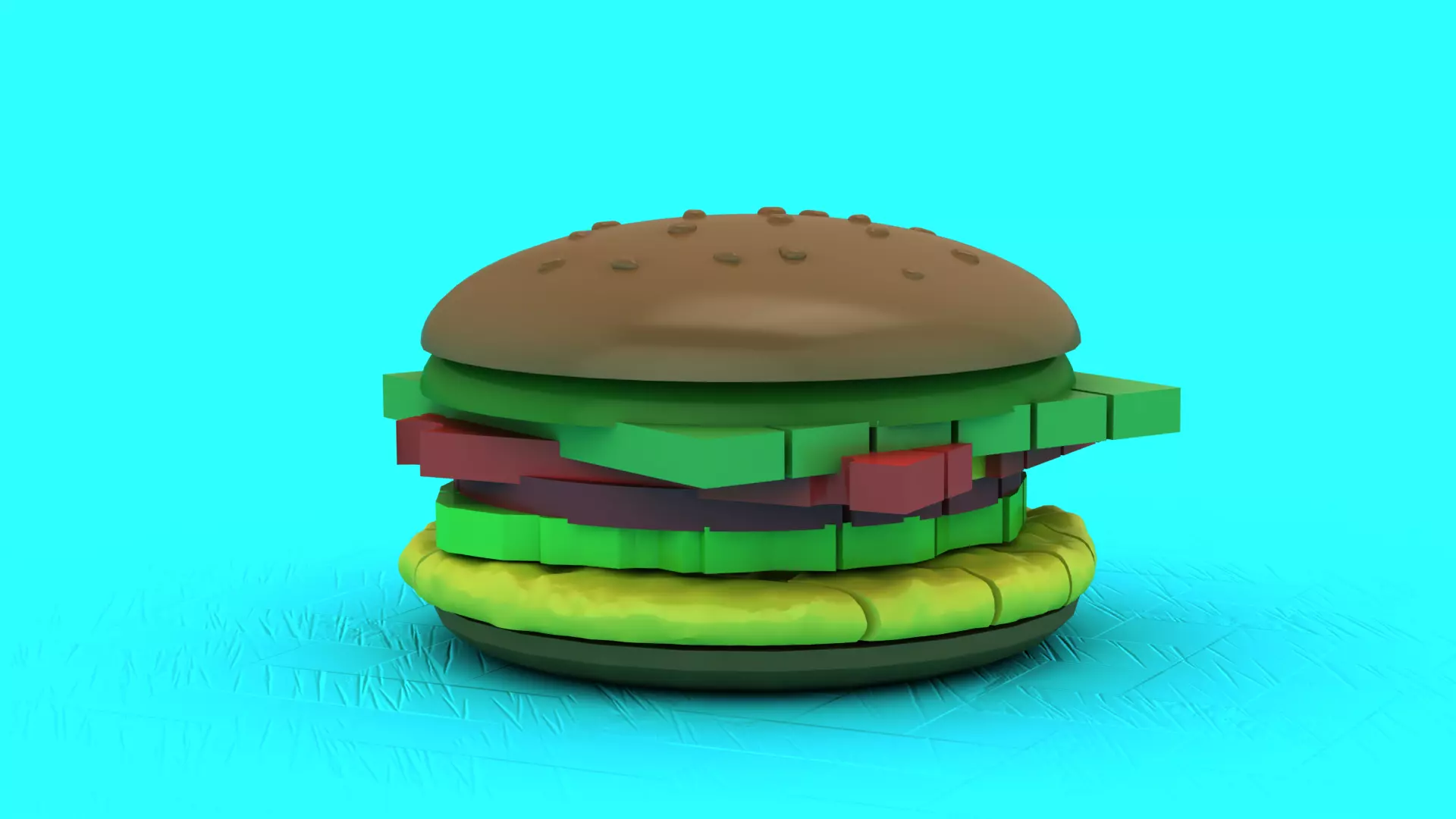 Low Poly Cartoon Hamburger 3D Model 3D print model