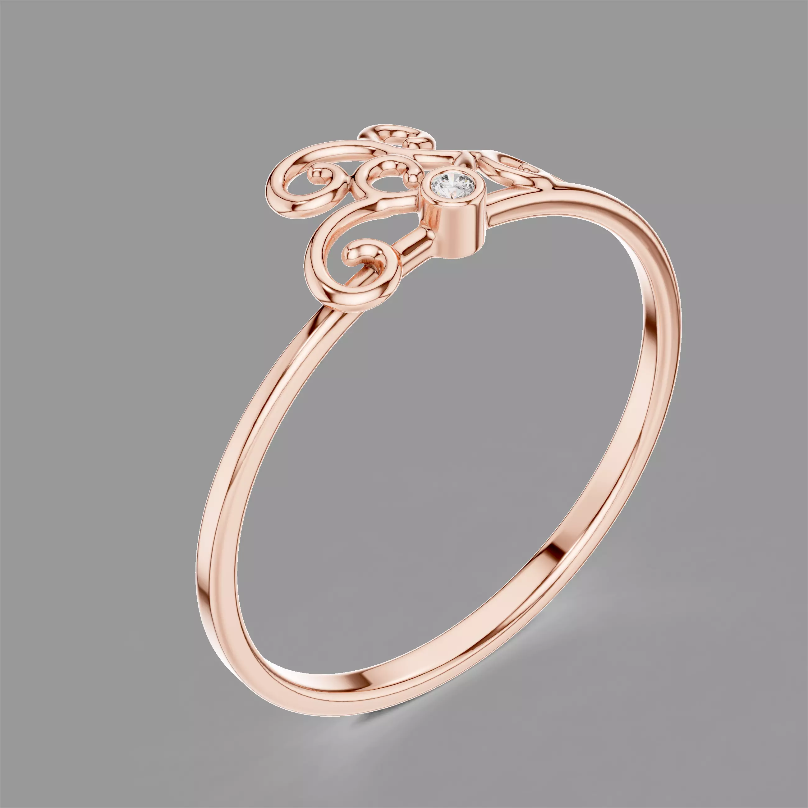 Minimalistic Ultra Light Weight Diamond Ring 3D print model