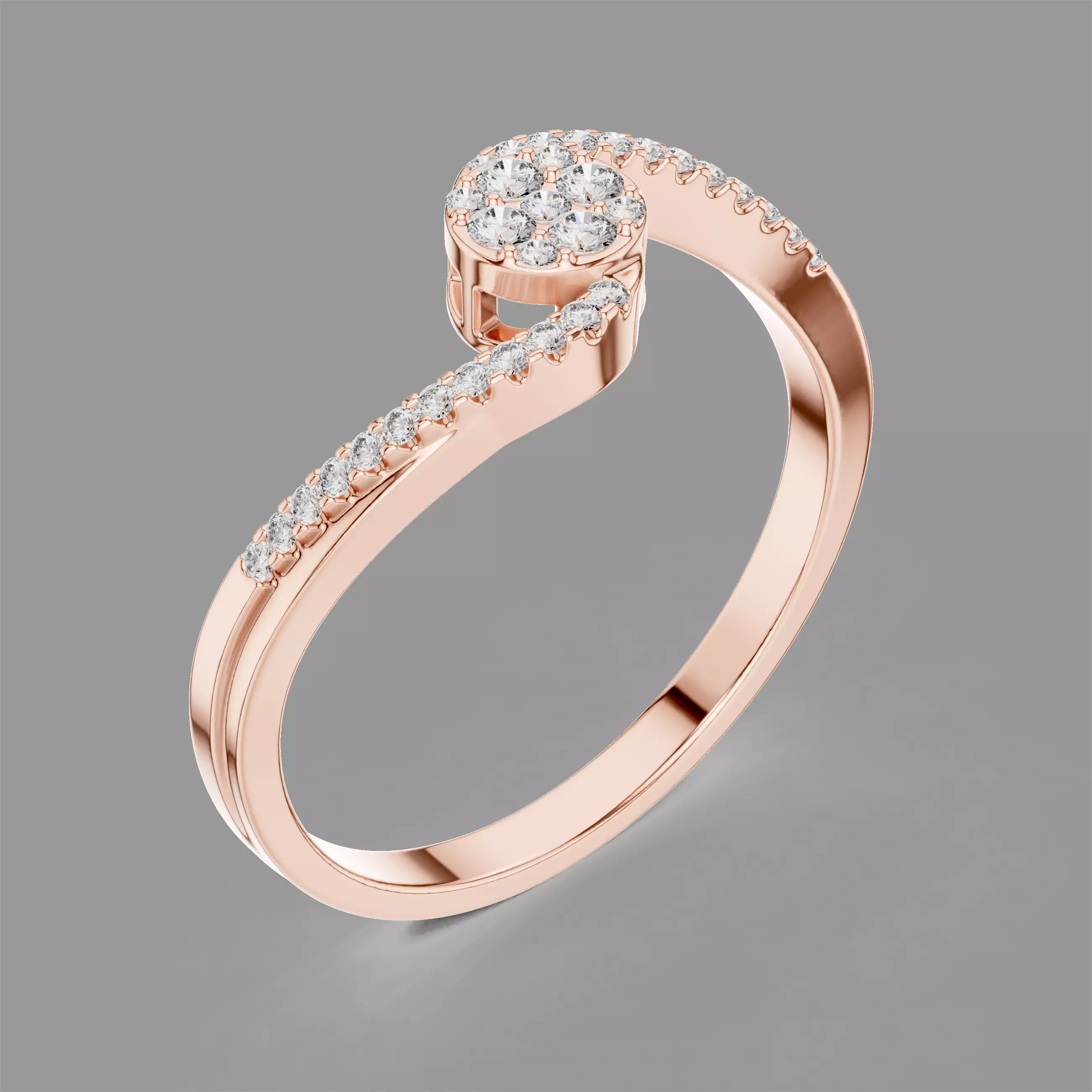 Minimalistic Ultra Light Weight Diamond Ring 3D print model
