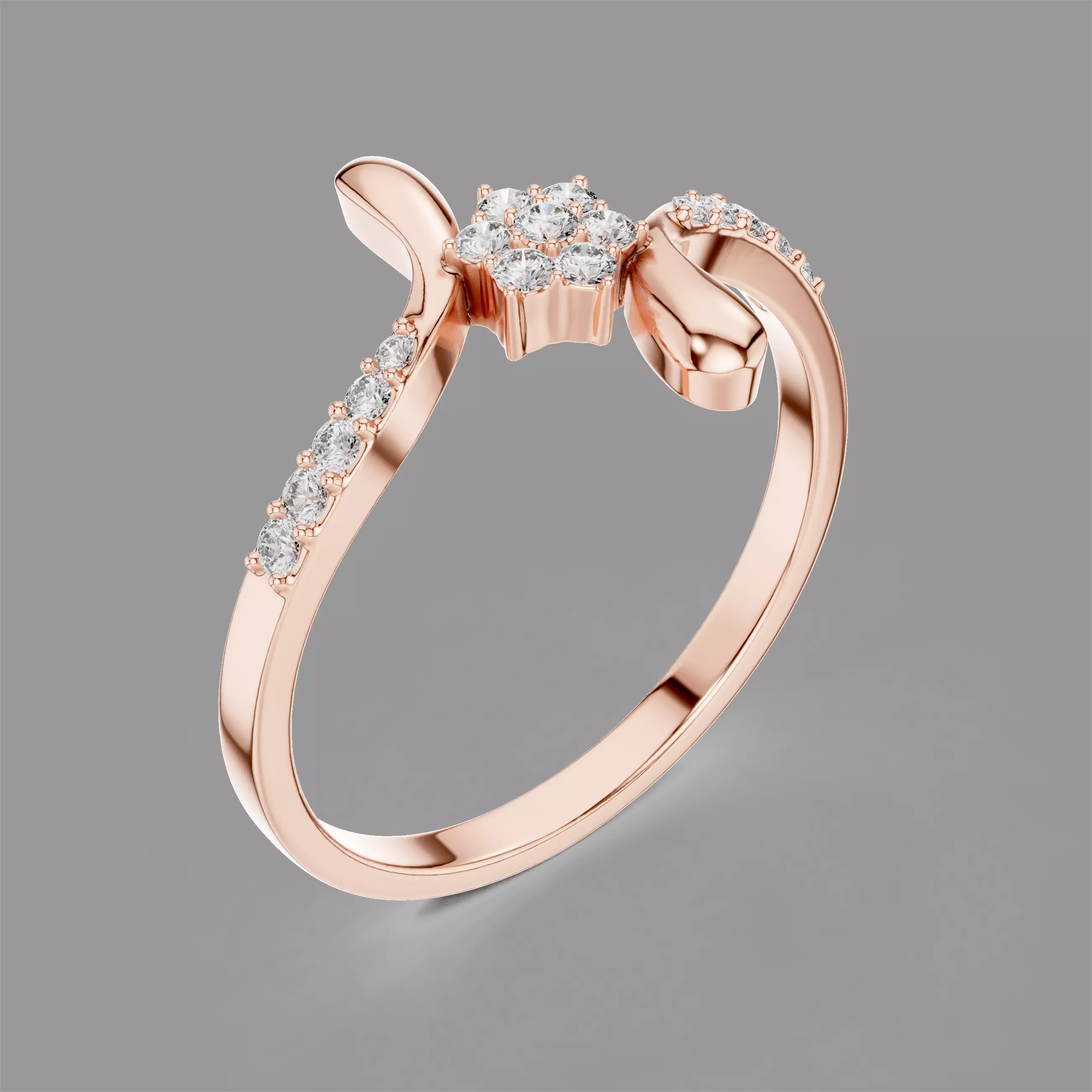 Minimalistic Ultra Light Weight Diamond Ring 3D print model