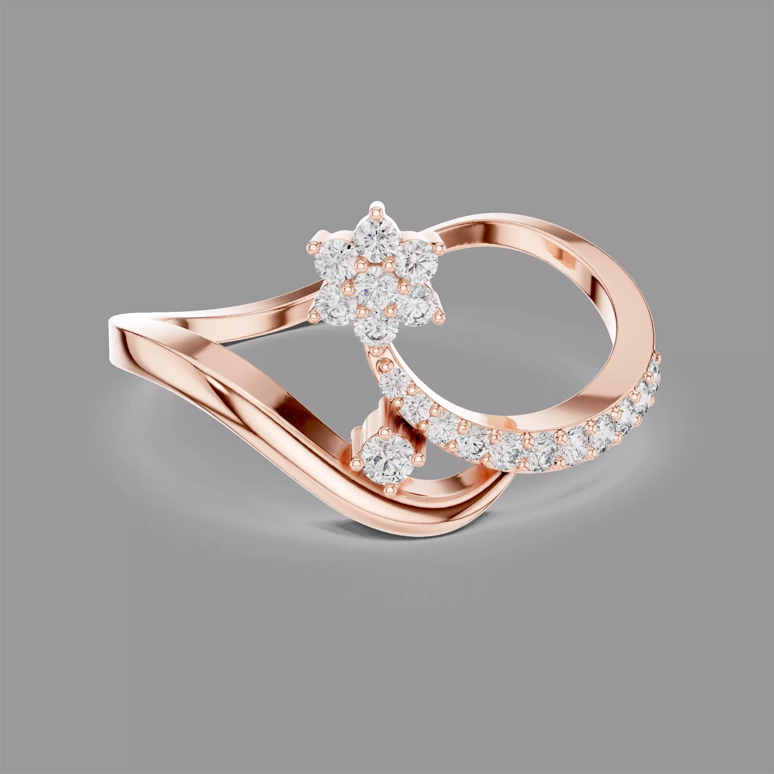 Minimalistic Ultra Light Weight Diamond Ring 3D print model