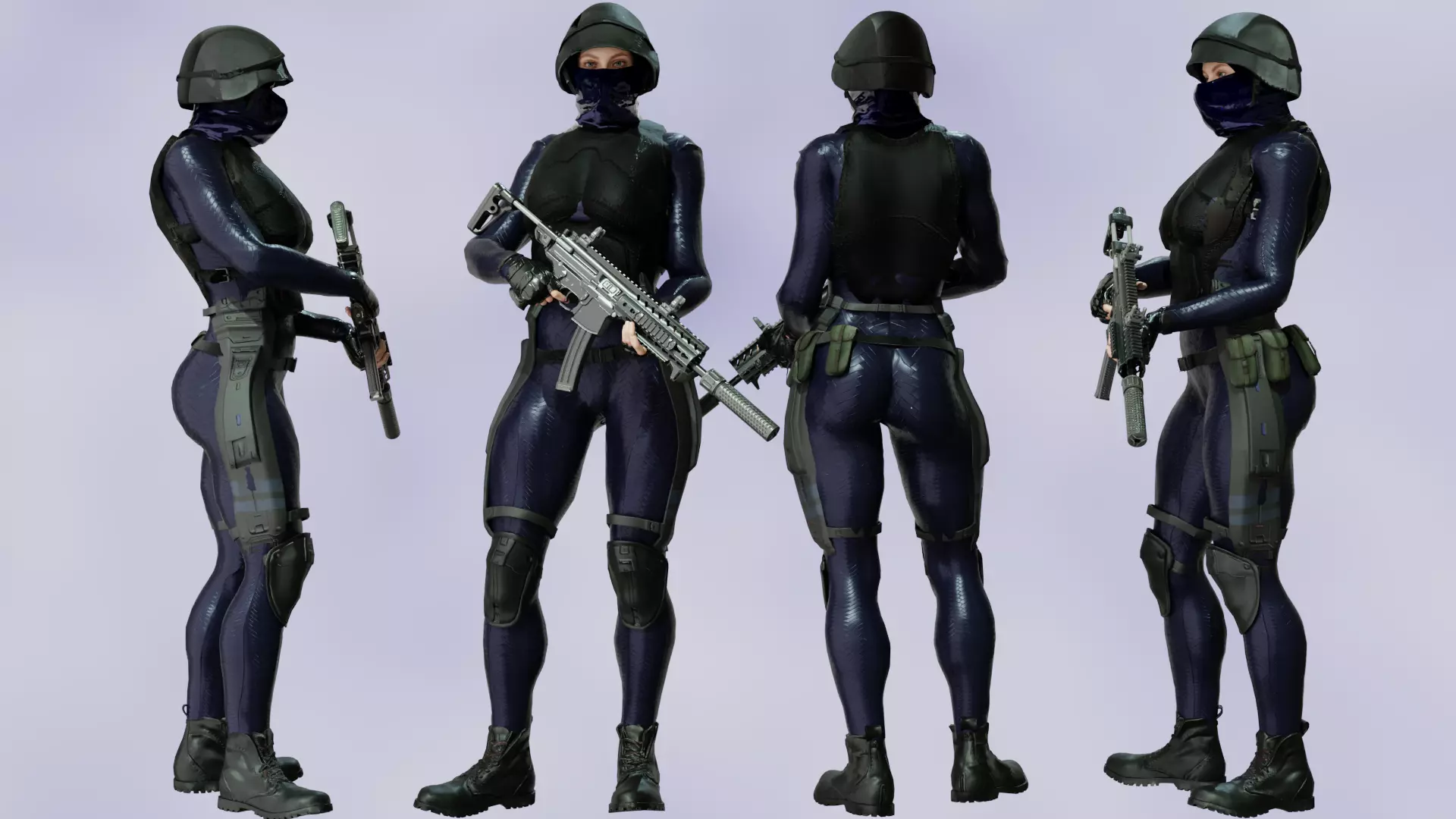 Female Tactical Operator Game Ready Military Low-poly 3D model