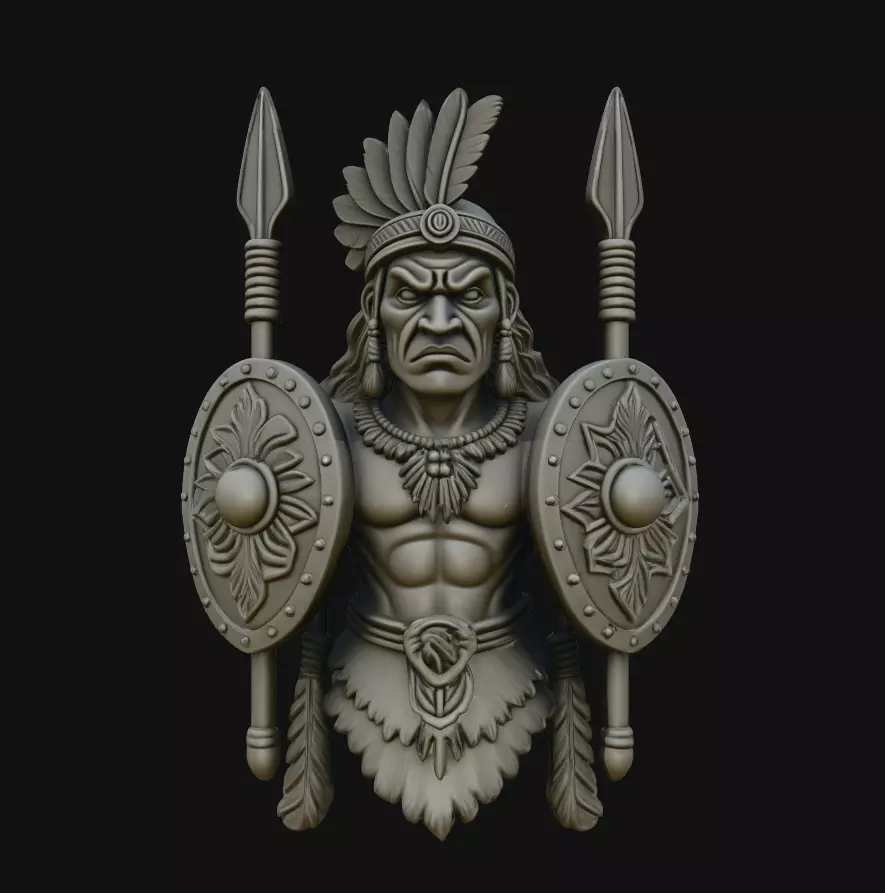 Aztec Warrior Double Shield Pendant Jewelry Model 3D print model