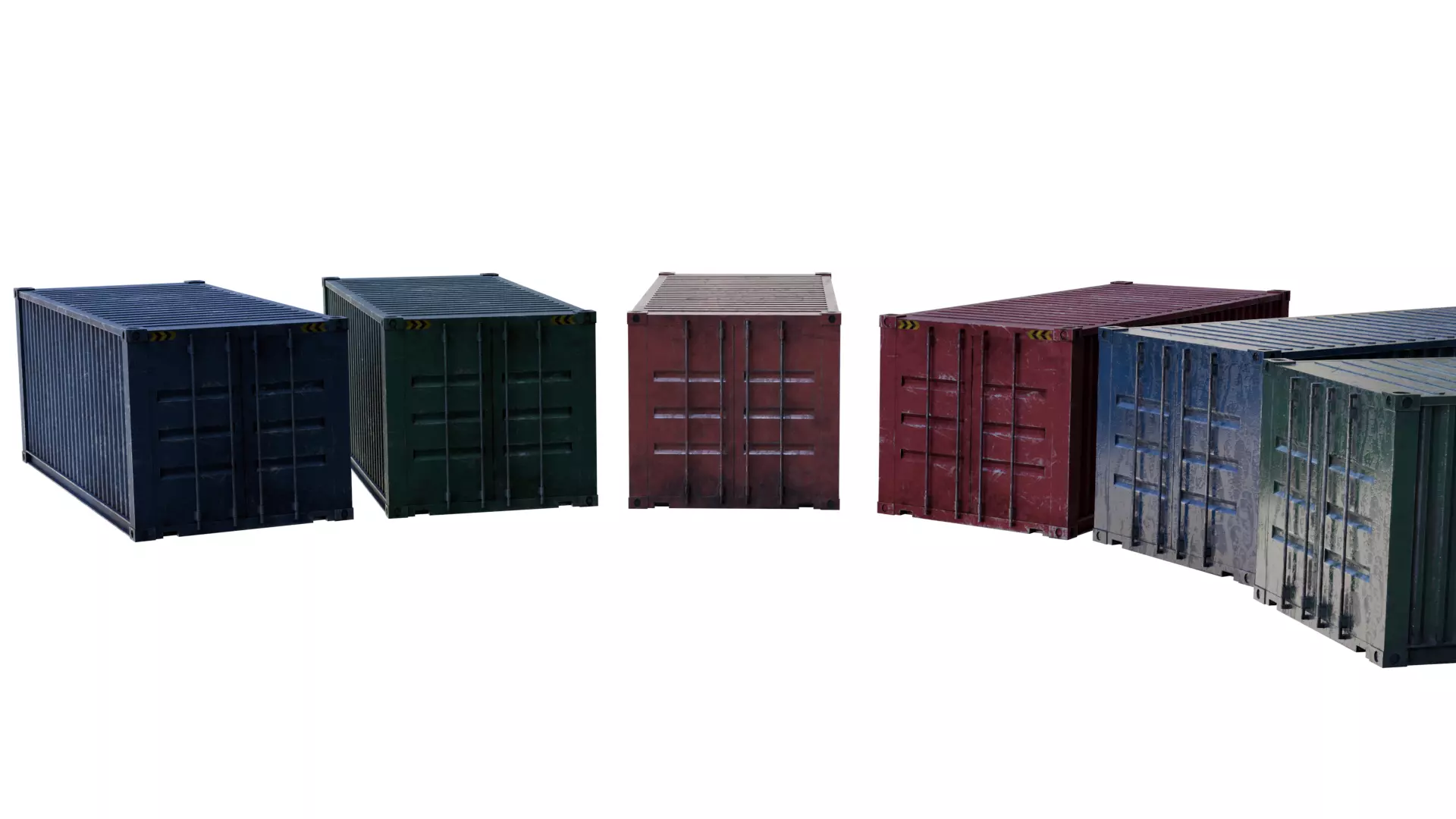 Low Poly 20ft Cargo Shipping Container Pack Low-poly 3D model
