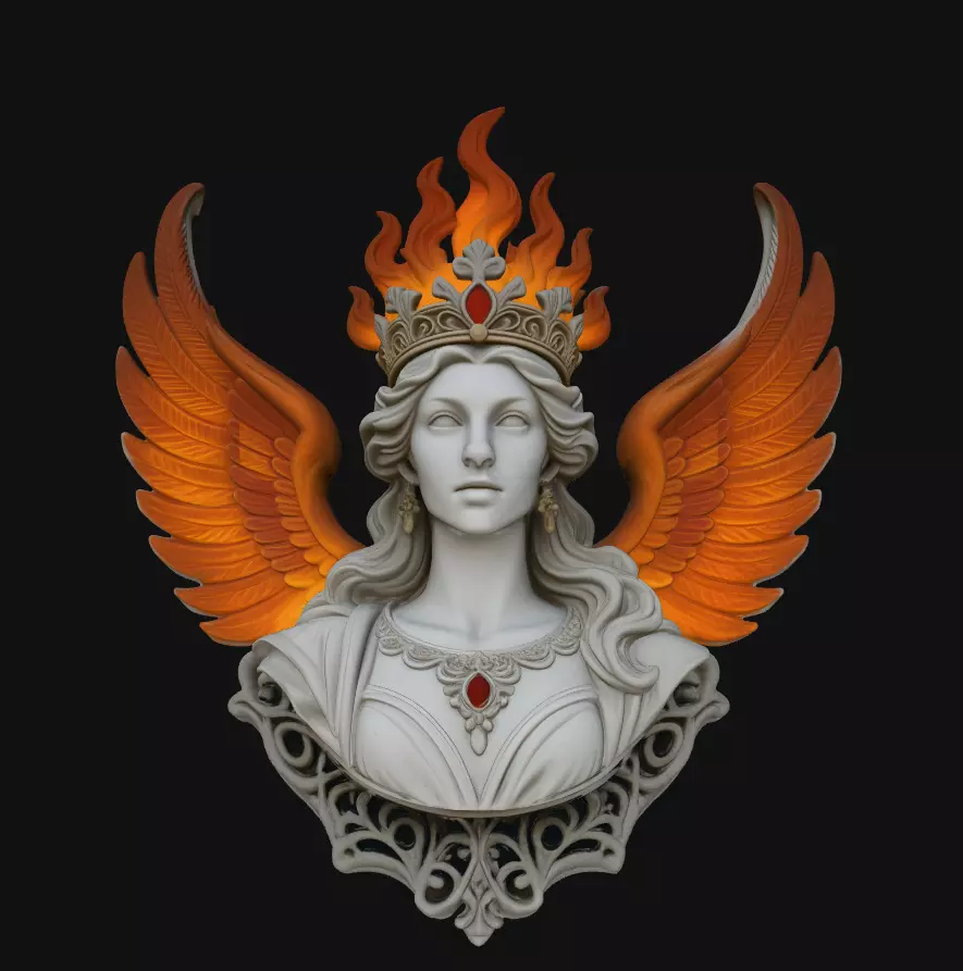 Phoenix Angel Flame Wing Bust Pendant Jewelry Model 3D print model