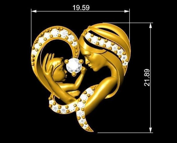 TJ 86 MOTHER AND SON PENDANT 3D print model