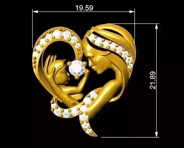 TJ 86 MOTHER AND SON PENDANT 3D print model