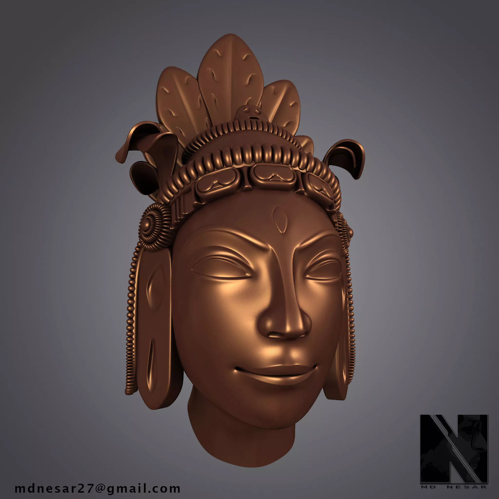 Hindu God Statue Head 3D print model_0