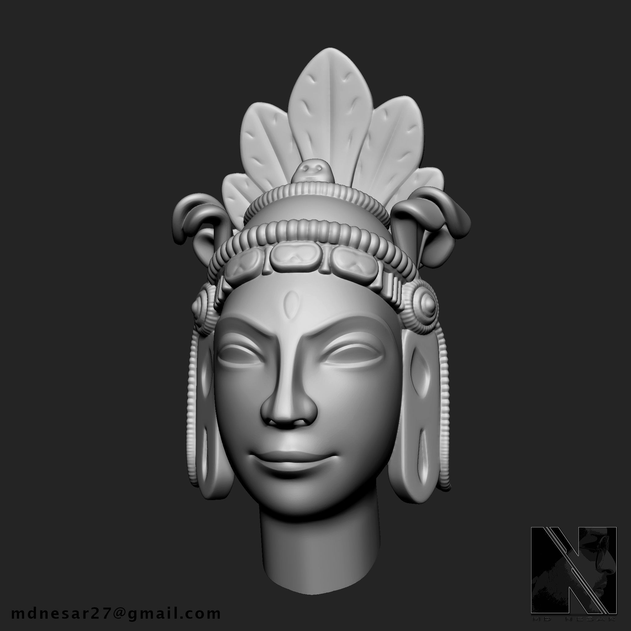 Hindu God Statue Head 3D print model_2