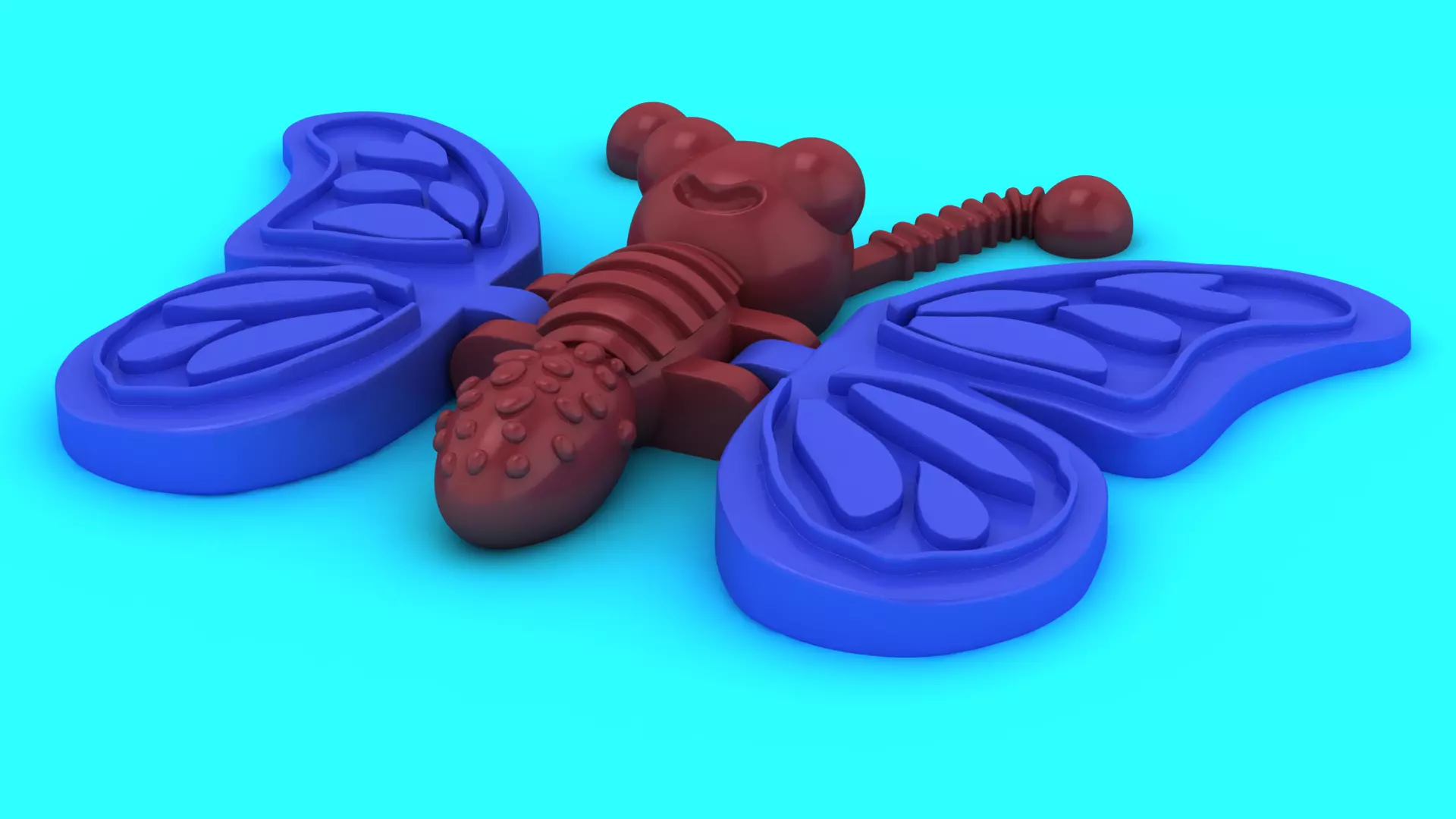 Low Poly Cartoon Butterfly 3D Model 3D print model
