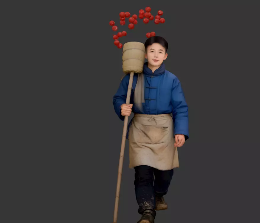C200 -Oriental Scene - Teenager Selling Bingtanghulu 3D model