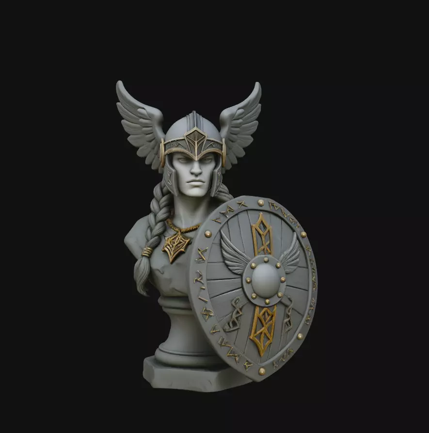 Valkyrie Shield Maiden Bust Pendant Jewelry Model 3D print model