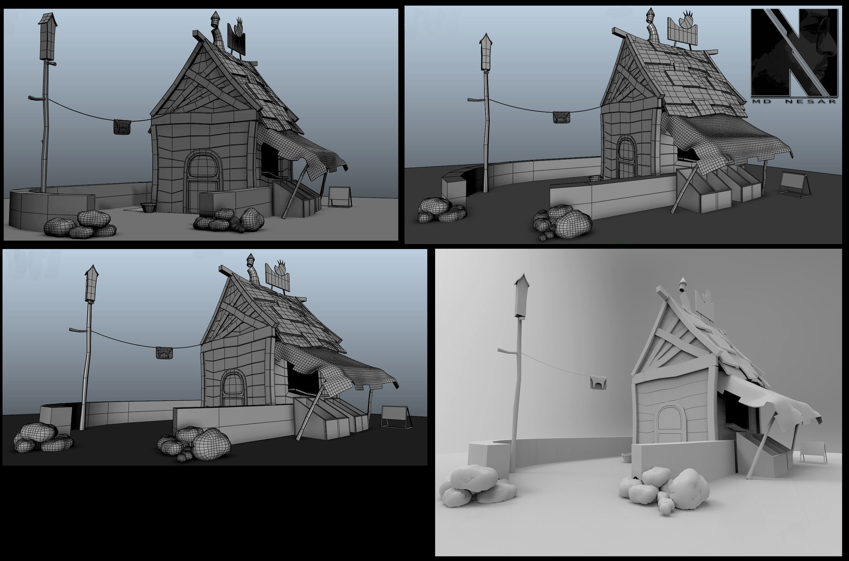 Small House Low-poly 3D model_4