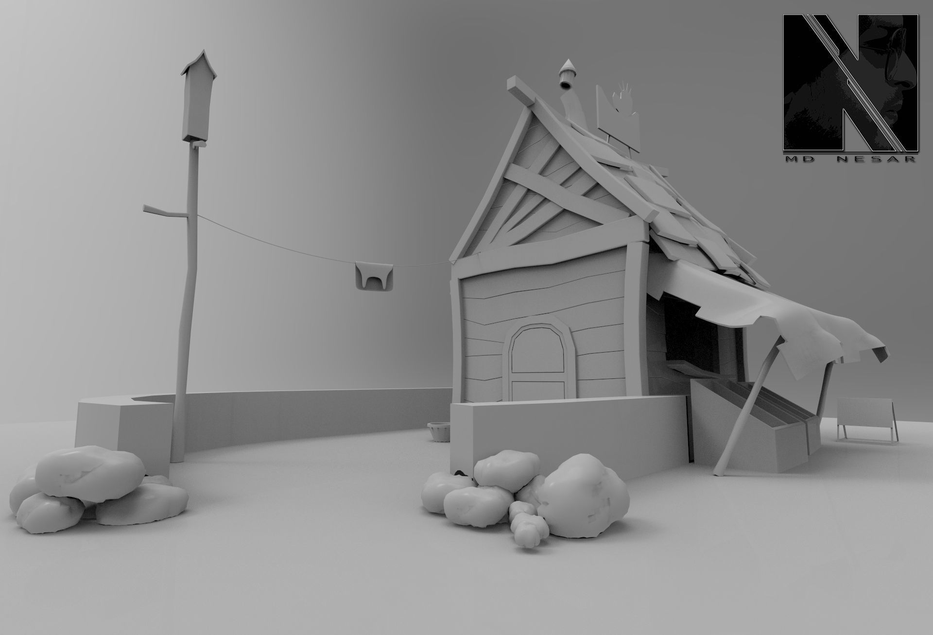Small House Low-poly 3D model_2