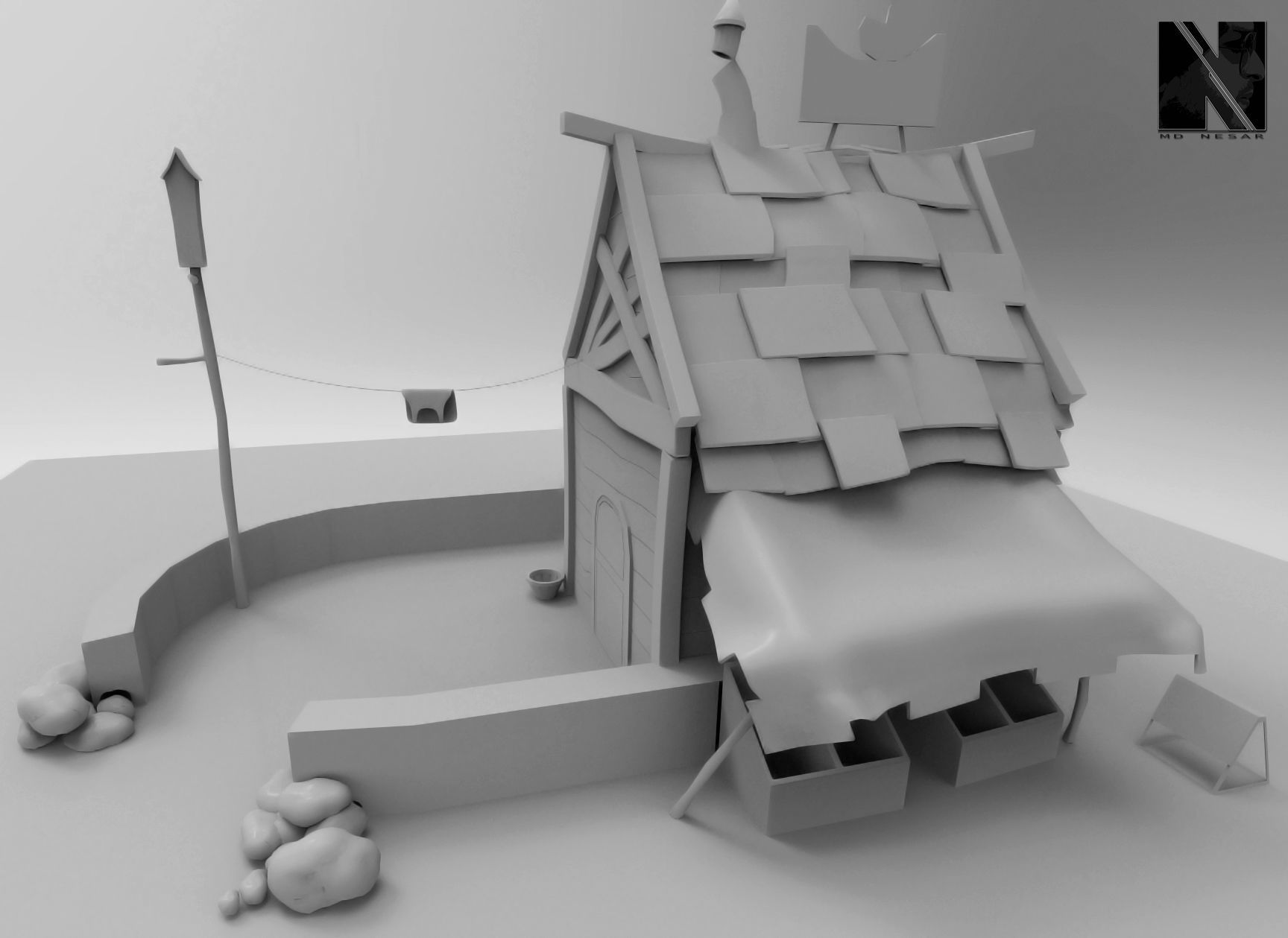 Small House Low-poly 3D model_1