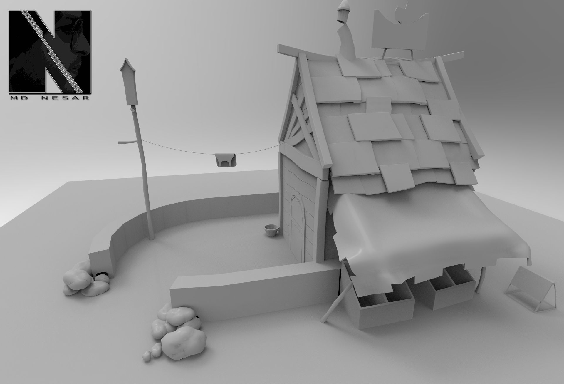 Small House Low-poly 3D model_3