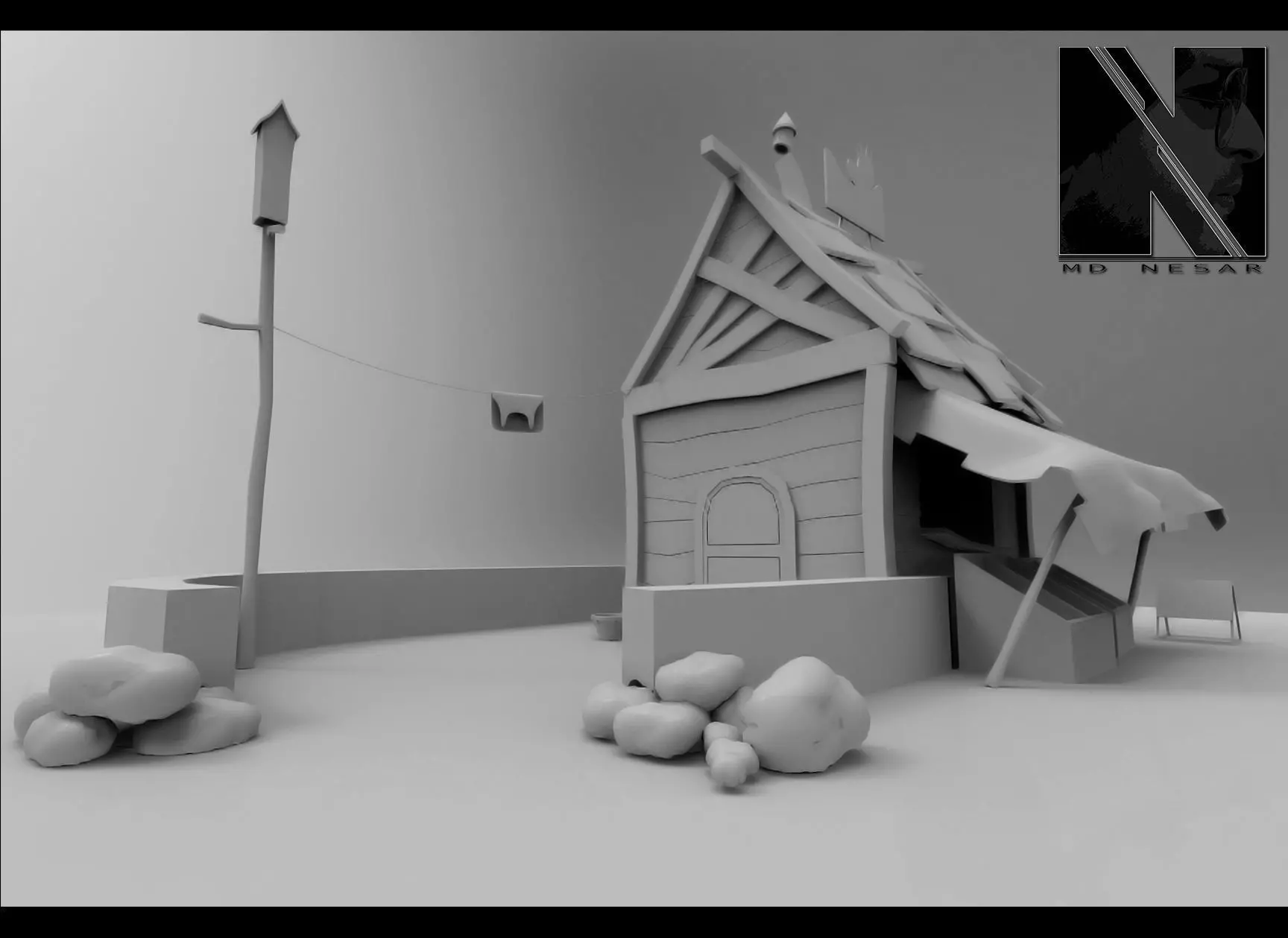 Small House Low-poly 3D model_0