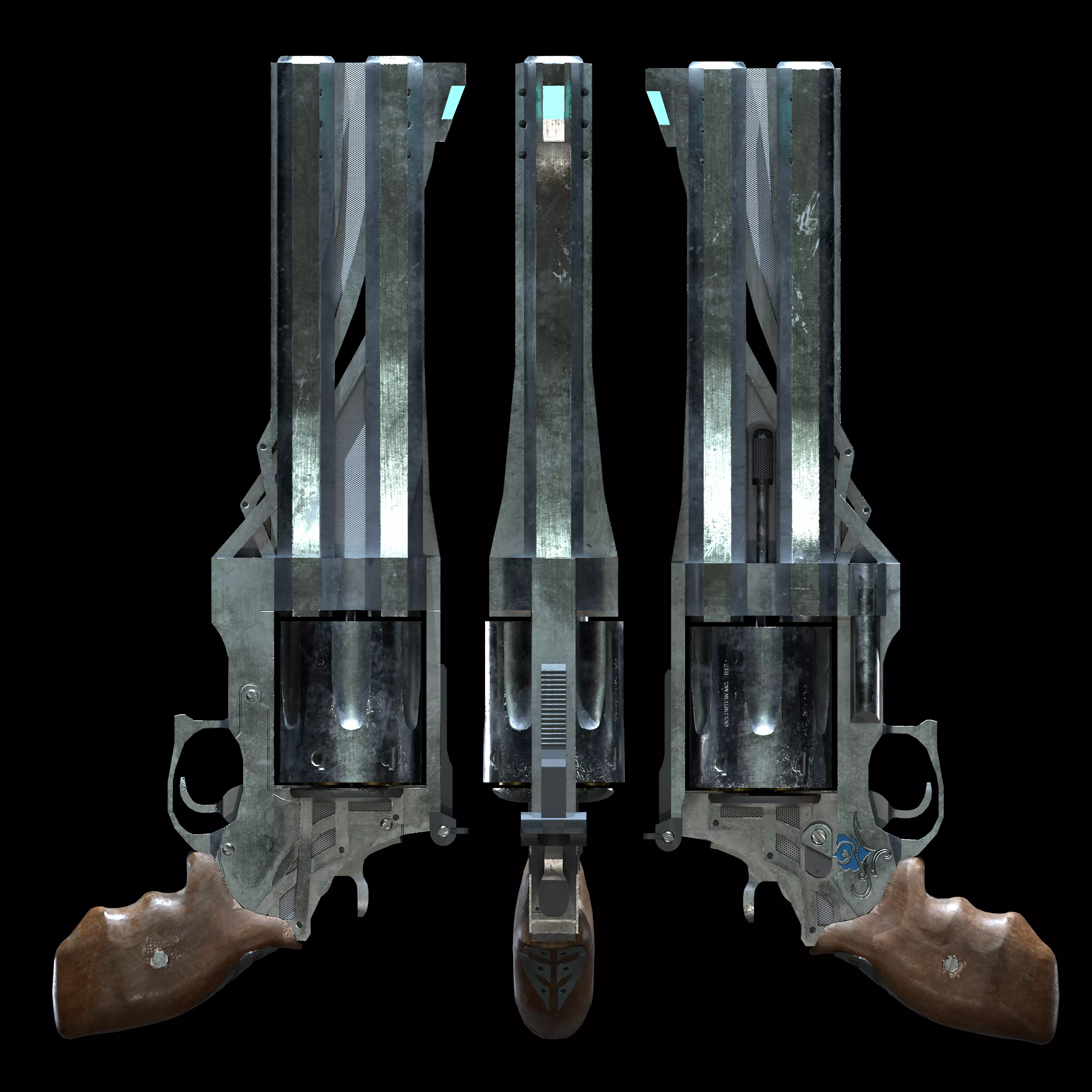Ivory Revolver Game Ready PBR Low-poly 3D model