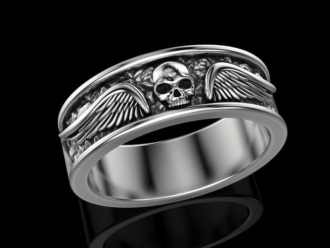 Skull wings ring many sizes 3D print model