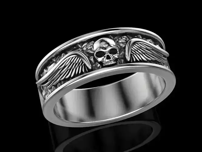 Skull wings ring many sizes 3D print model