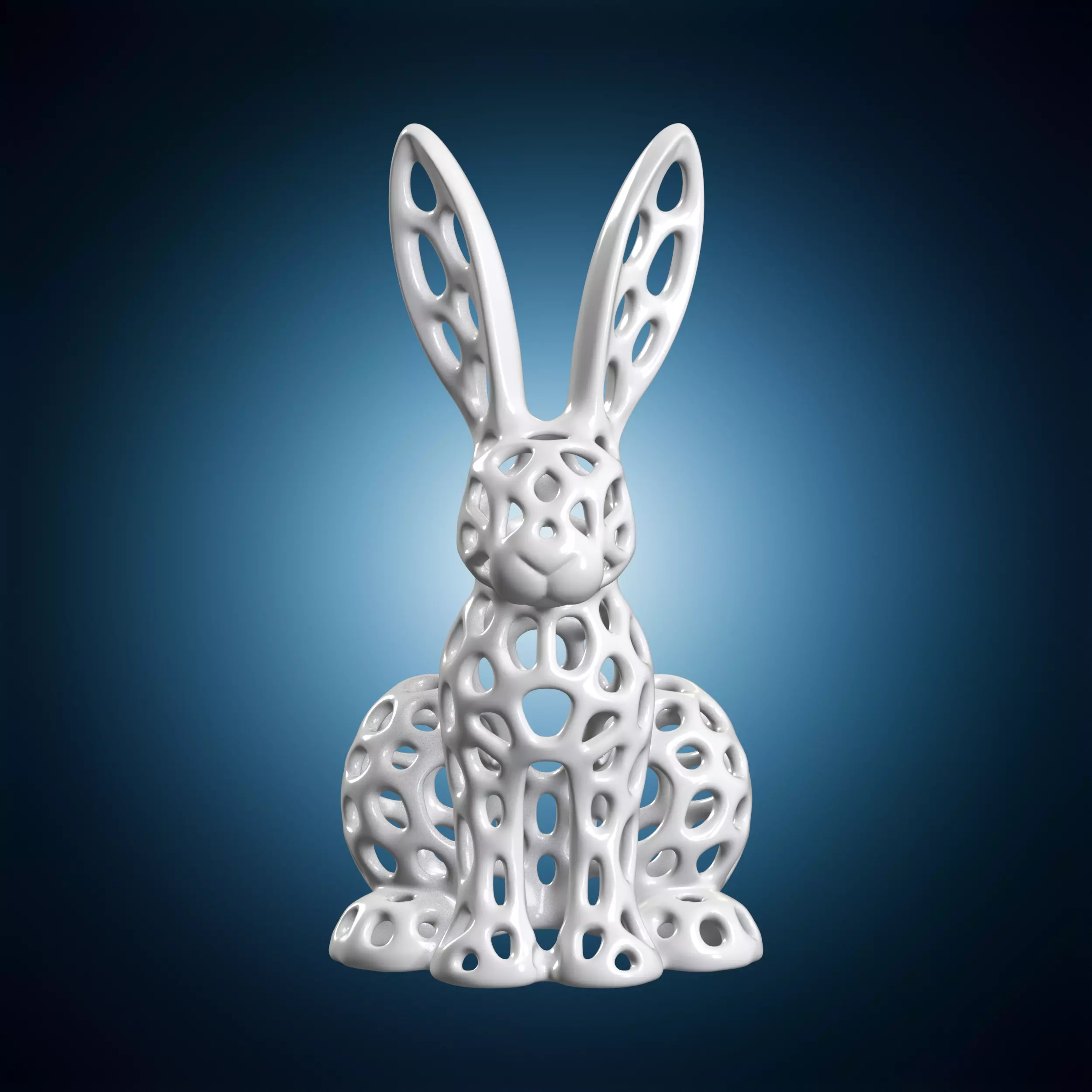 Sitting Rabbit Voronoi Sculpture 3D Print Model 3D print model