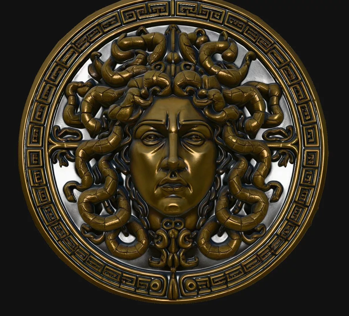 Medusa Gorgon Snake Hair Round Pendant Jewelry Model 3D print model