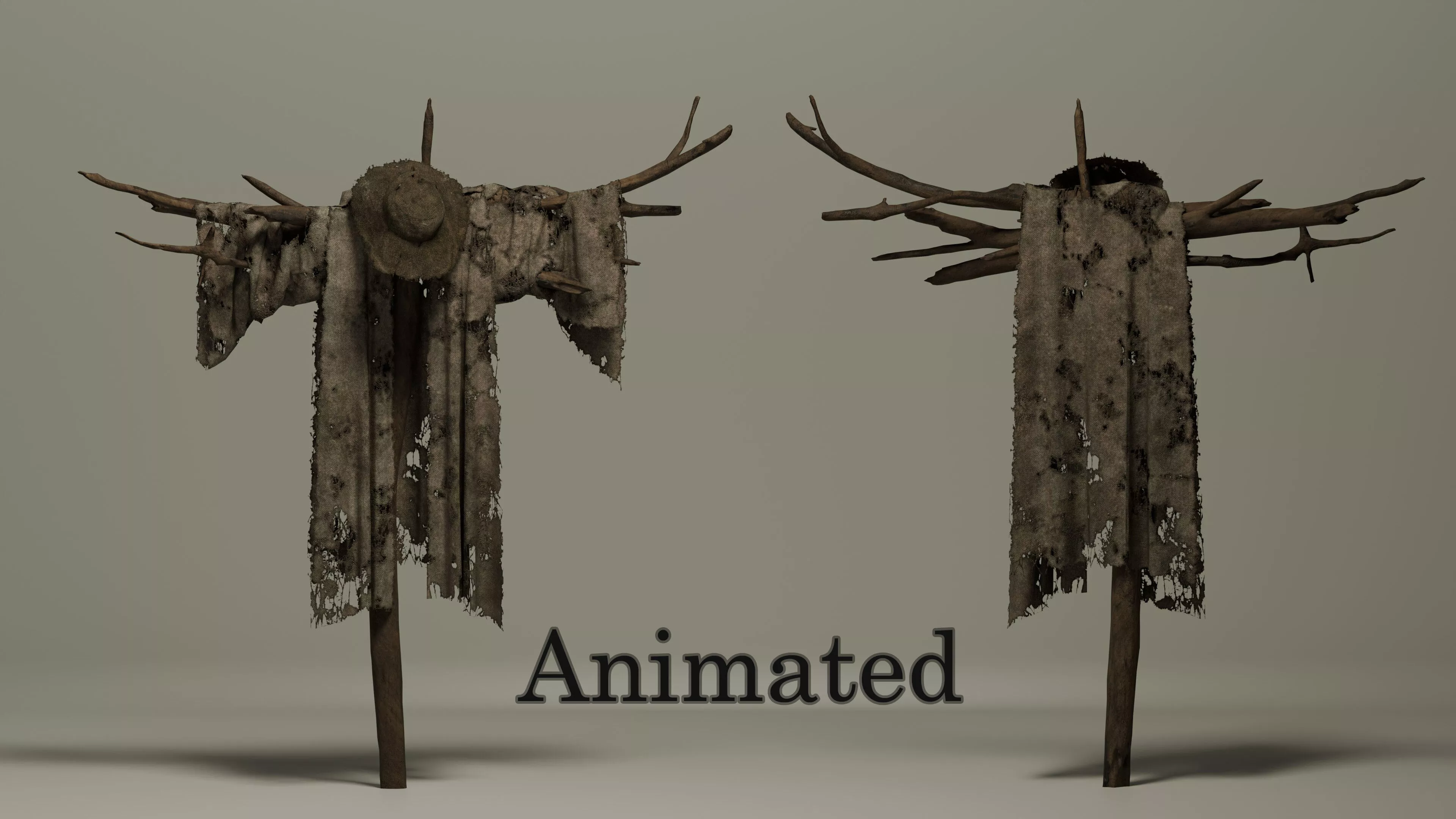 Scarecrow Realistic Halloween Low-poly 3D model