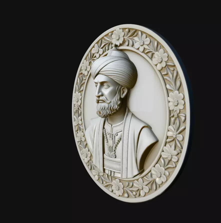 Ottoman Sultan Crescent Profile Oval Pendant Jewelry Model 3D print model