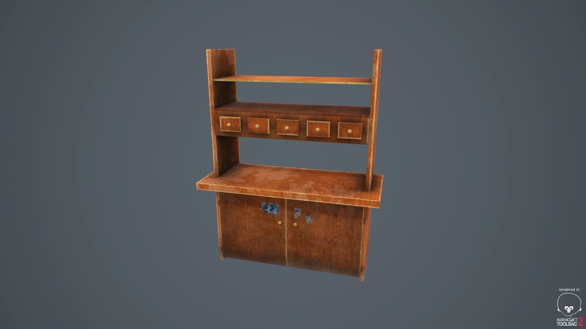 Old cupboard 3D model Low-poly 3D model