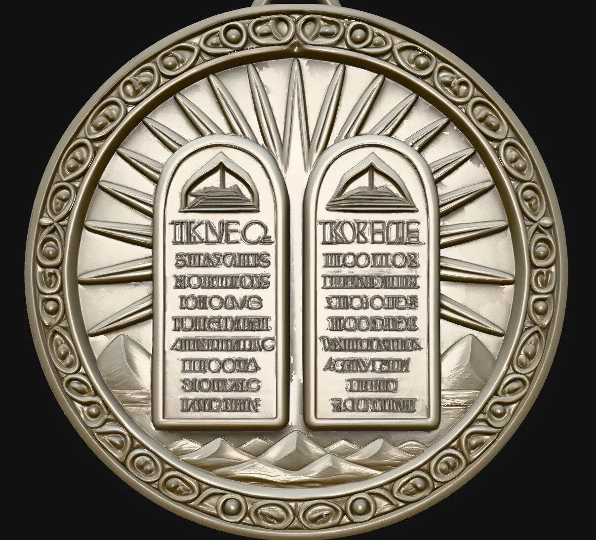 Ten Commandments Tablet Round Pendant Jewelry Model 3D print model