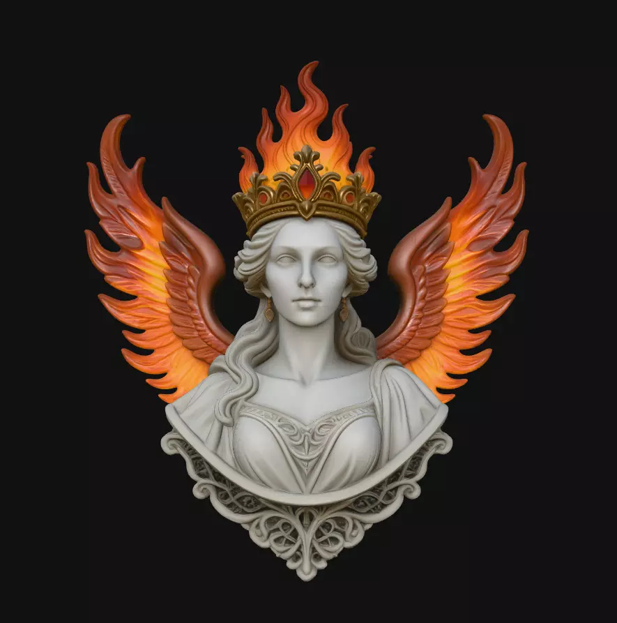 Fire Angel Queen Flame Wing Pendant Jewelry Model 3D print model